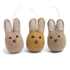 Mini-kaniner, filtet uld - sæt á 3 ~ Én Gry & Sif